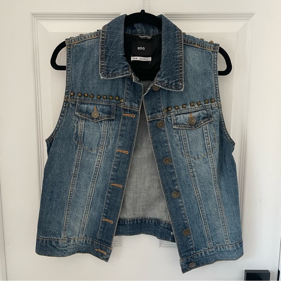 BDG Denim Jean Studded Vest Button Down - Picture 1 of 5